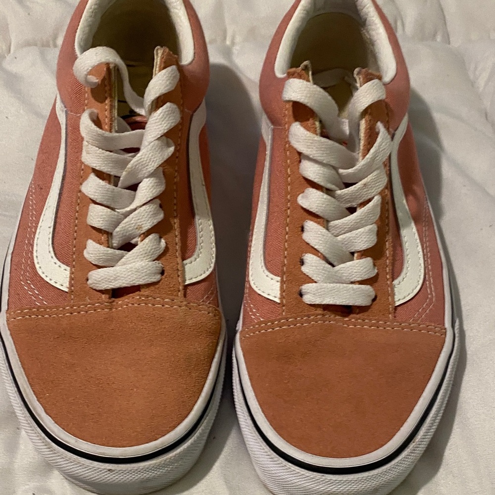 Vans Coral and White Lace-Up Sneakers